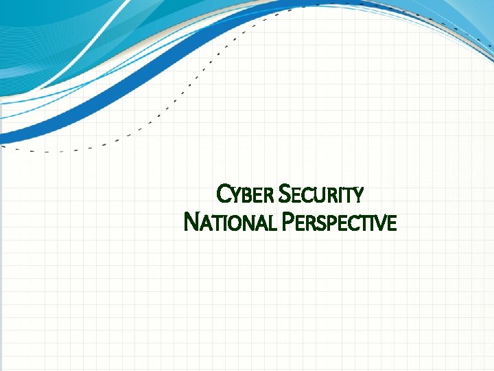 CYBER SECURITY NATIONAL PERSPECTIVE 