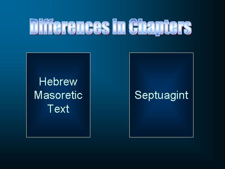 Hebrew Masoretic Text Septuagint 