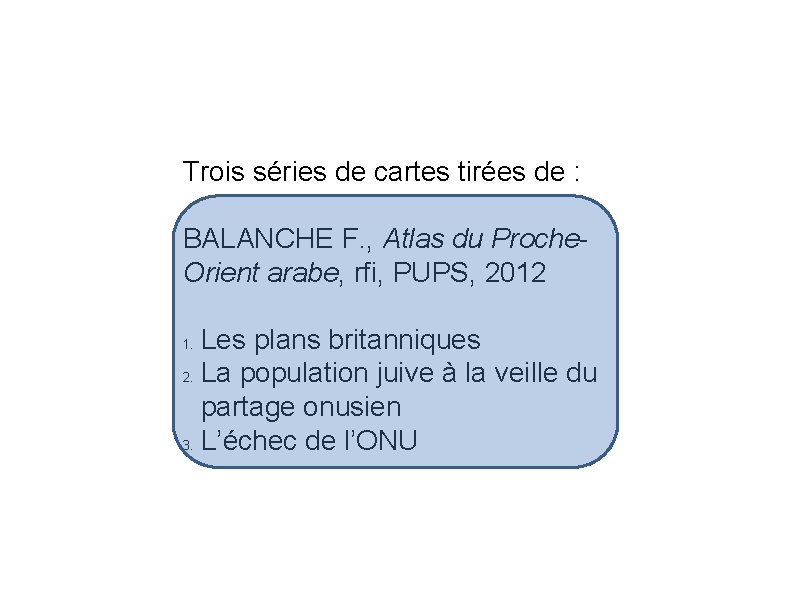 Trois séries de cartes tirées de : BALANCHE F. , Atlas du Proche. Orient