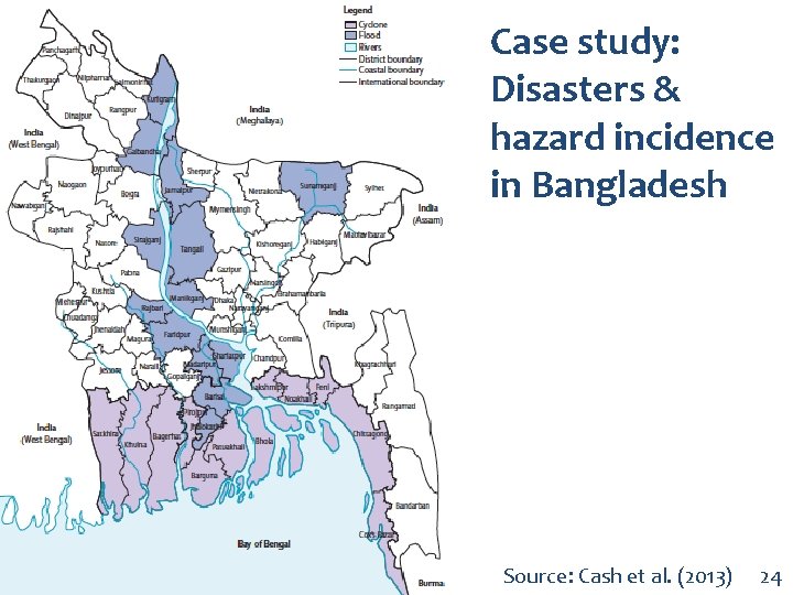 Case study: Disasters & hazard incidence in Bangladesh Source: Cash et al. (2013) 24