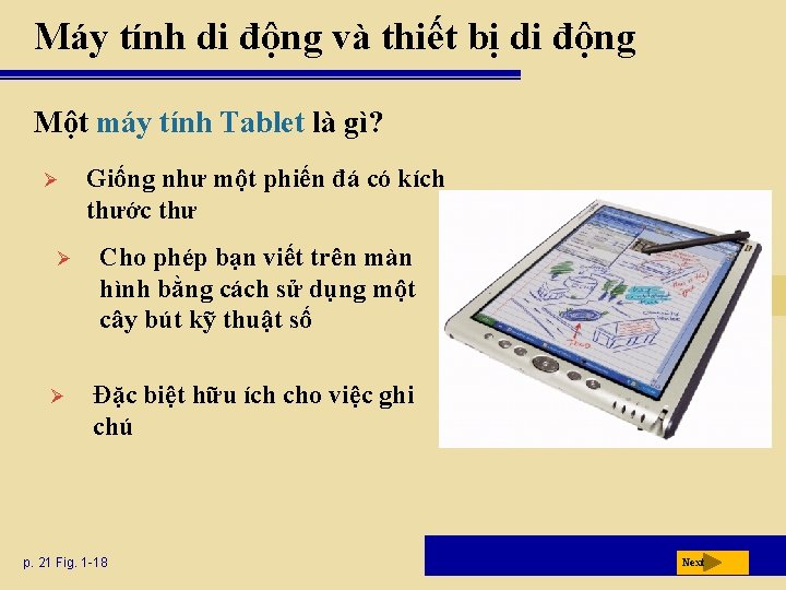 Máy tính di động và thiết bị di động Một máy tính Tablet là