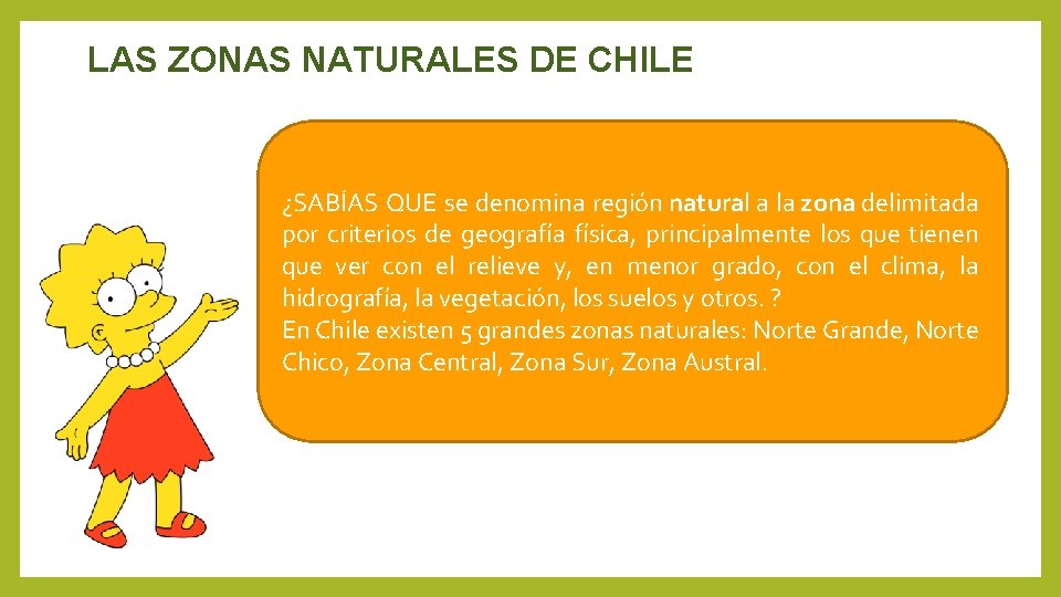 LAS ZONAS NATURALES DE CHILE ¿SABÍAS QUE se denomina región natural a la zona