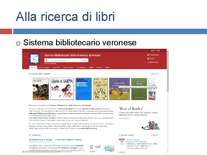 Alla ricerca di libri Sistema bibliotecario veronese 