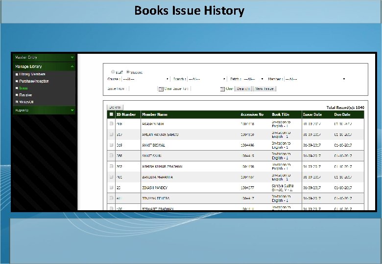 Books Issue History 