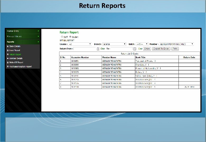 Return Reports 