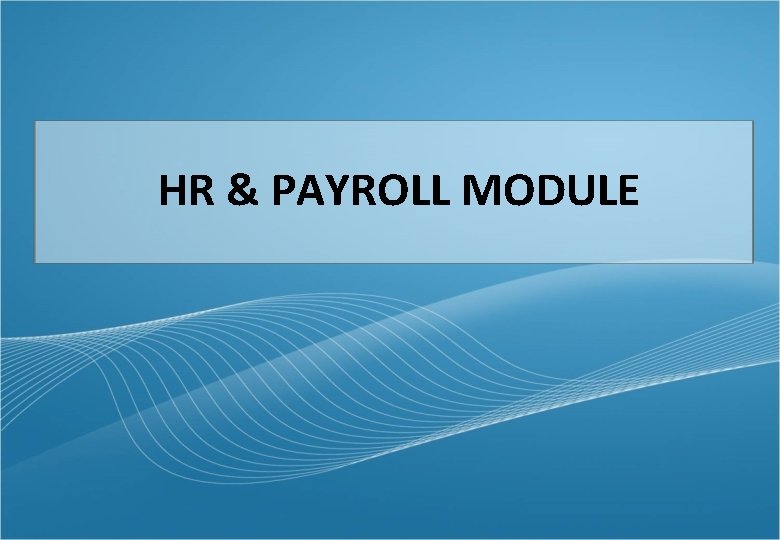 HR & PAYROLL MODULE 