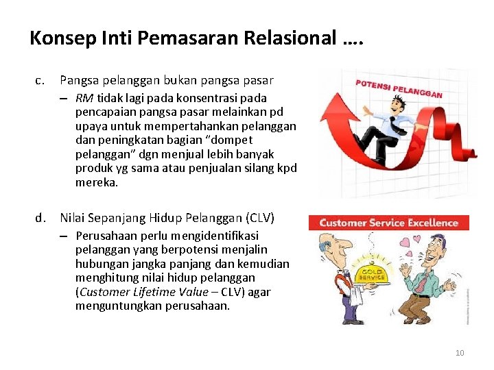 Konsep Inti Pemasaran Relasional …. c. Pangsa pelanggan bukan pangsa pasar – RM tidak