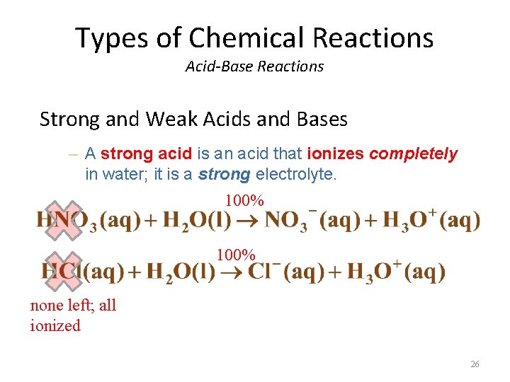Types of Chemical Reactions Acid-Base Reactions Strong and Weak Acids and Bases – A