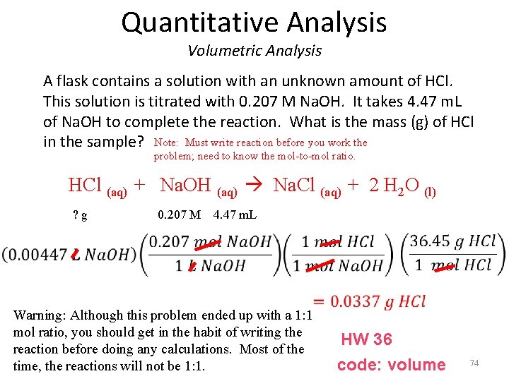 Quantitative Analysis Volumetric Analysis A flask contains a solution with an unknown amount of