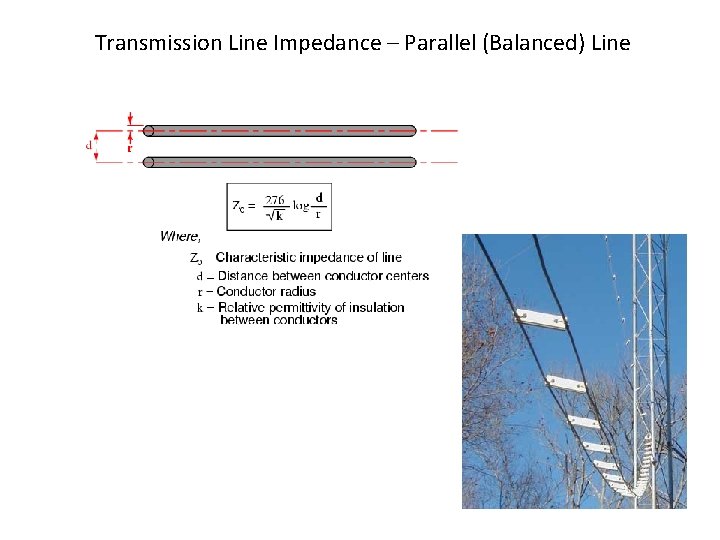Transmission Line Impedance – Parallel (Balanced) Line 