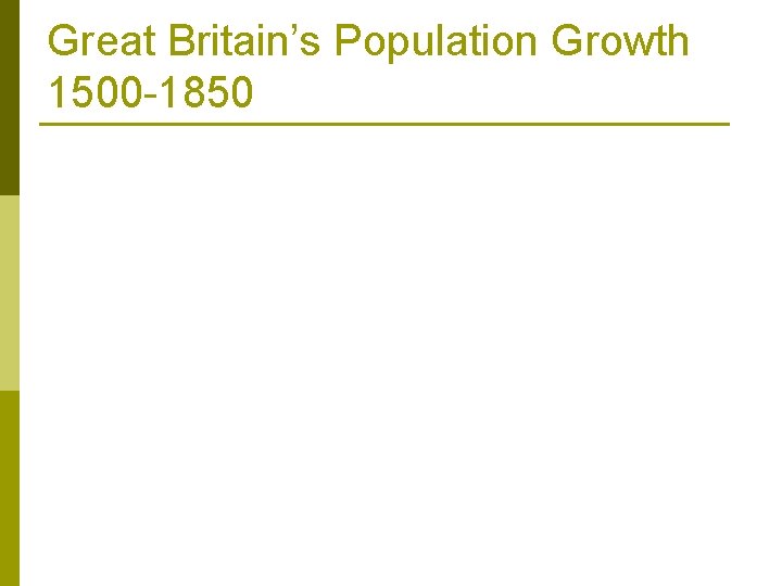 Great Britain’s Population Growth 1500 -1850 Great Britain’s Population Growth 1500 -1850