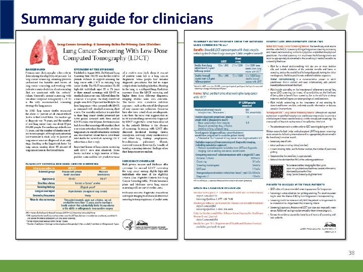 Summary guide for clinicians 38 