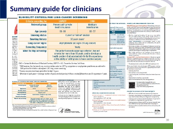 Summary guide for clinicians 39 