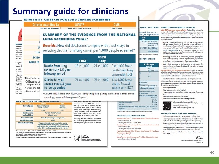 Summary guide for clinicians 40 