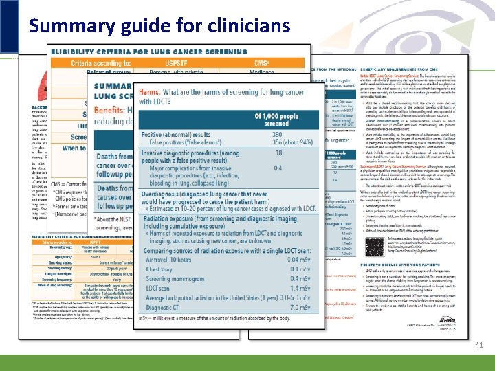 Summary guide for clinicians 41 