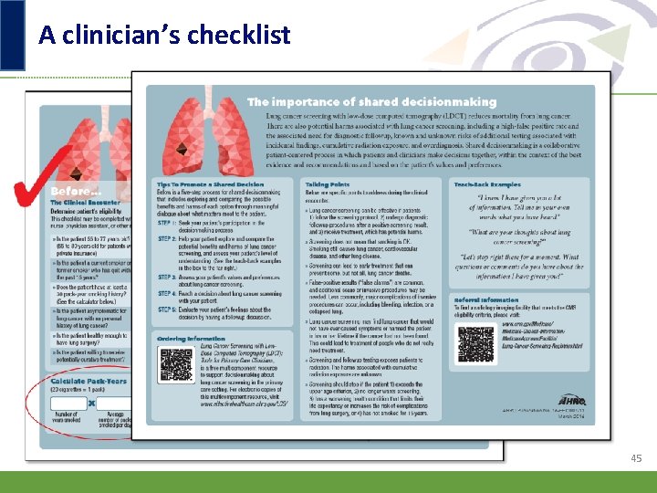 A clinician’s checklist 45 