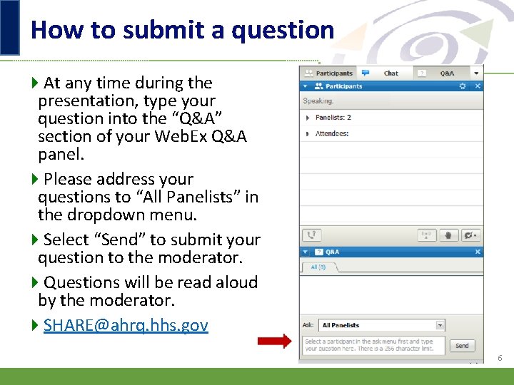 How to submit a question 4 At any time during the presentation, type your