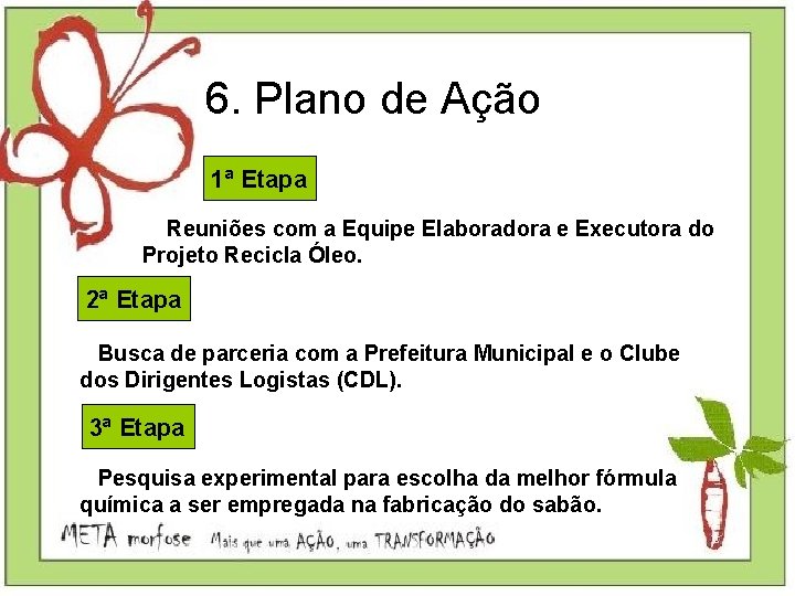 6. Plano de Ação 1ª Etapa Reuniões com a Equipe Elaboradora e Executora do