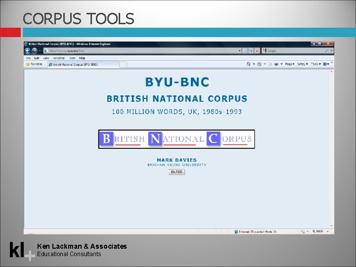 CORPUS TOOLS Ken Lackman & Associates Educational Consultants 