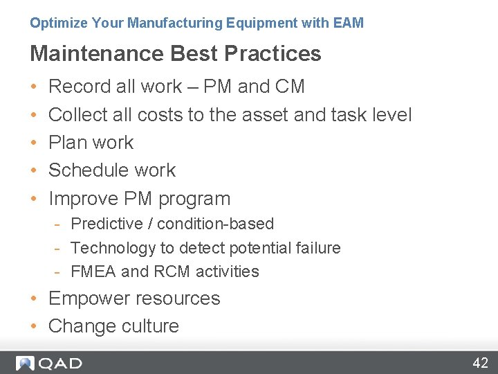 Optimize Your Manufacturing Equipment with EAM Maintenance Best Practices • • • Record all Optimize Your Manufacturing Equipment with EAM Maintenance Best Practices • • • Record all