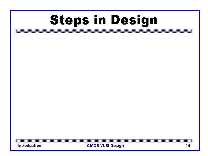 Steps in Design Introduction CMOS VLSI Design 14 