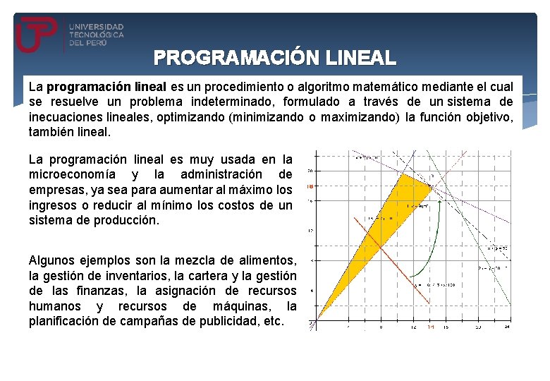 PROGRAMACIÓN LINEAL La programación lineal es un procedimiento o algoritmo matemático mediante el cual