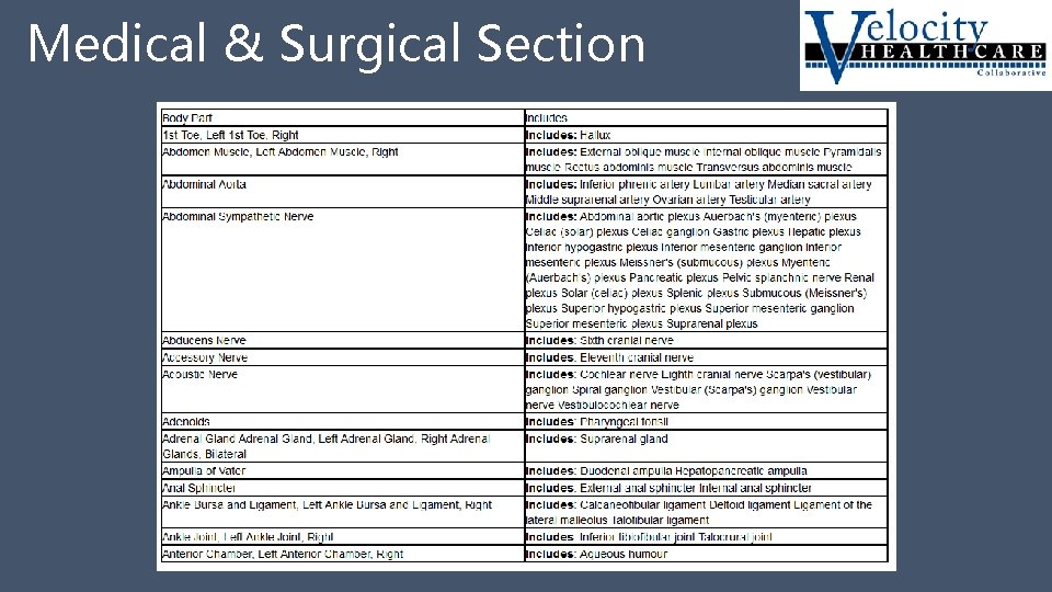 Medical & Surgical Section 