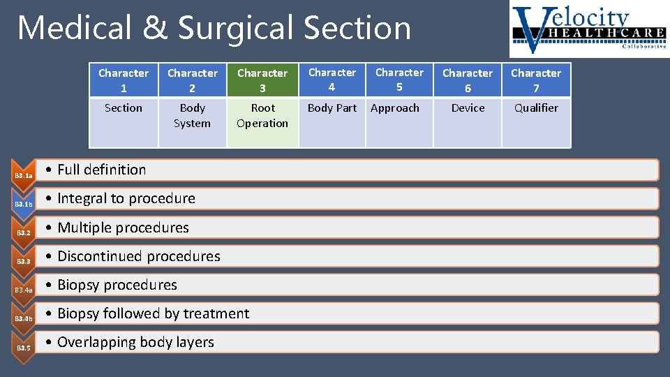 Medical & Surgical Section Character 1 Character 2 Character 3 Character Section Body System