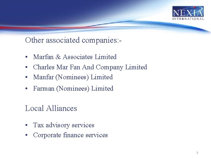 Other associated companies: • Marfan & Associates Limited • Charles Mar Fan And Company