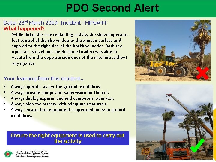 PDO Second Alert Main contractor name – LTI# - Date of incident Date: 23