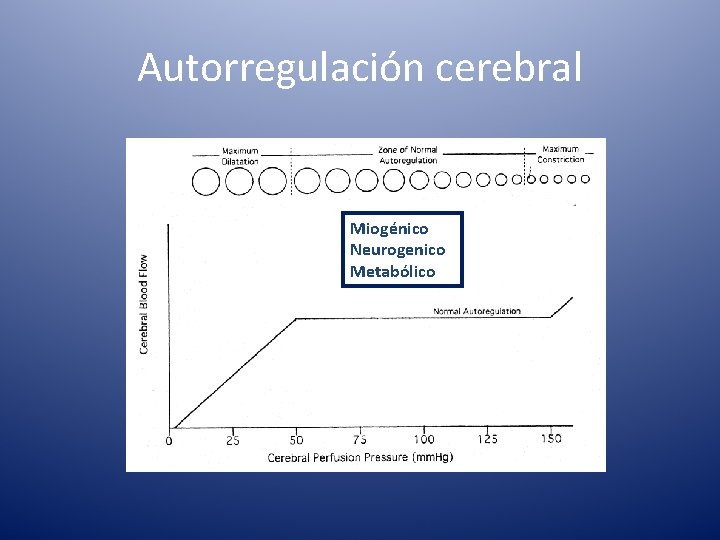 Autorregulación cerebral Miogénico Neurogenico Metabólico 