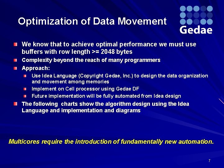 Optimization of Data Movement We know that to achieve optimal performance we must use