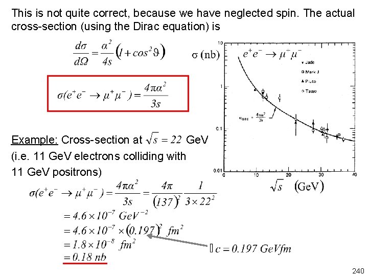 This is not quite correct, because we have neglected spin. The actual cross-section (using