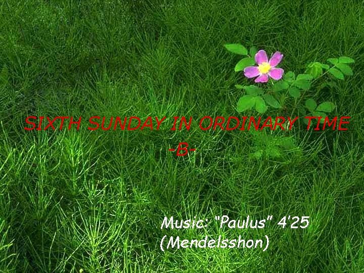 SIXTH SUNDAY IN ORDINARY TIME -B- Music: “Paulus” 4’ 25 (Mendelsshon) 