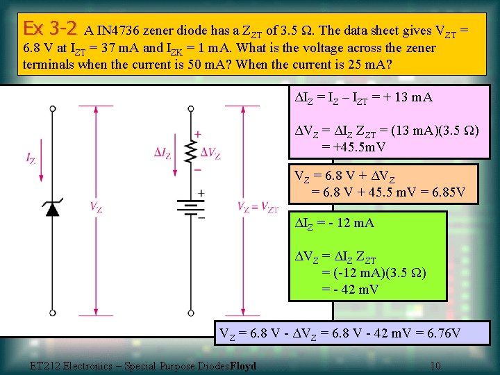 Ex 3 -2 A IN 4736 zener diode has a ZZT of 3. 5