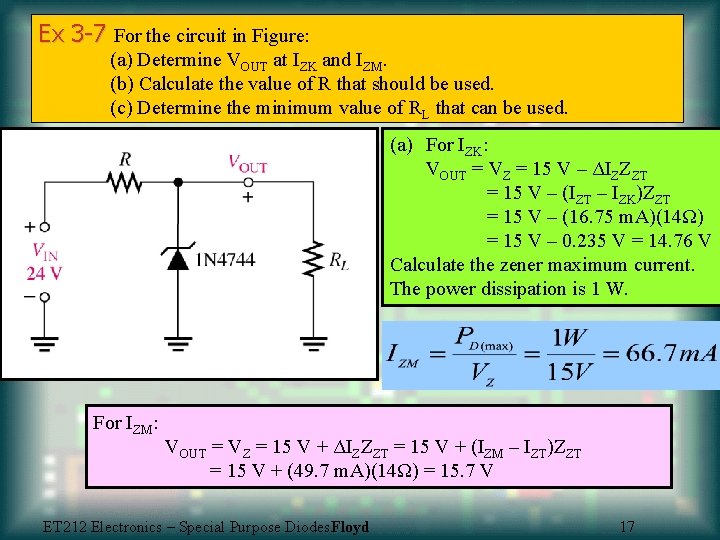 Ex 3 -7 For the circuit in Figure: (a) Determine VOUT at IZK and
