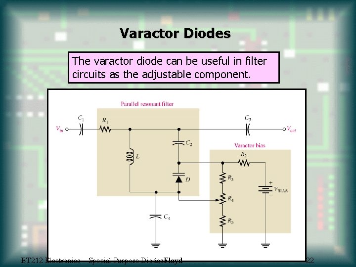 Varactor Diodes The varactor diode can be useful in filter circuits as the adjustable