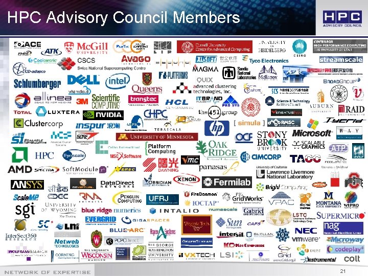 HPC Advisory Council Members 21 