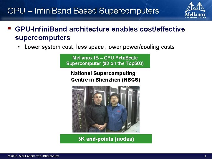 GPU – Infini. Band Based Supercomputers § GPU-Infini. Band architecture enables cost/effective supercomputers • GPU – Infini. Band Based Supercomputers § GPU-Infini. Band architecture enables cost/effective supercomputers •