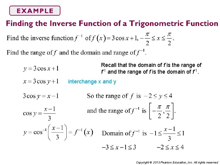 Recall that the domain of f is the range of f-1 and the range