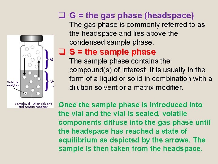 q G = the gas phase (headspace) The gas phase is commonly referred to