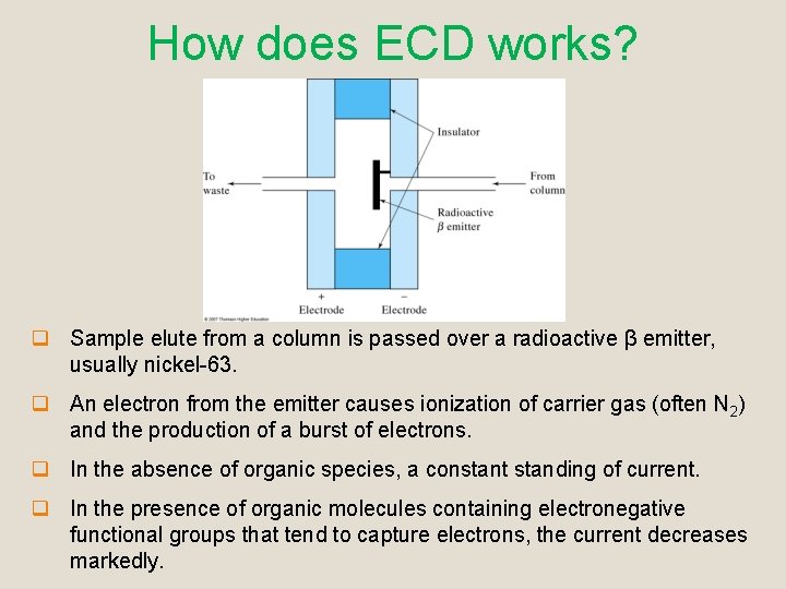 How does ECD works? q Sample elute from a column is passed over a