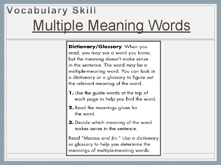 Multiple Meaning Words 