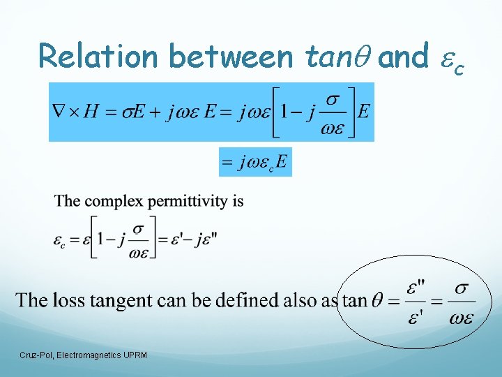 Relation between tanq and ec Cruz-Pol, Electromagnetics UPRM 