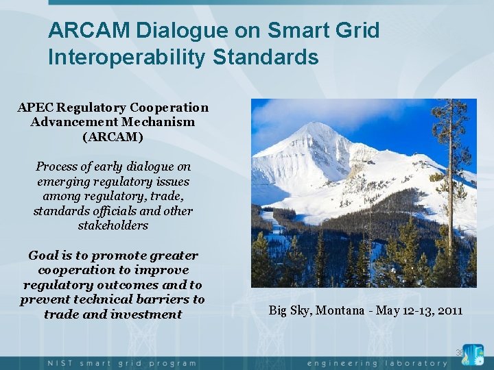 ARCAM Dialogue on Smart Grid Interoperability Standards APEC Regulatory Cooperation Advancement Mechanism (ARCAM) Process