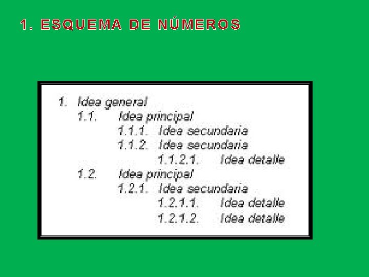 1. ESQUEMA DE NÚMEROS 