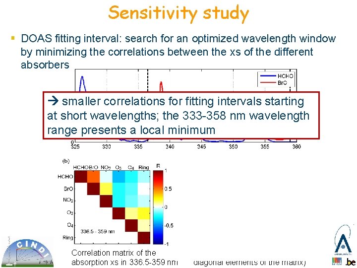 Sensitivity study § DOAS fitting interval: search for an optimized wavelength window by minimizing