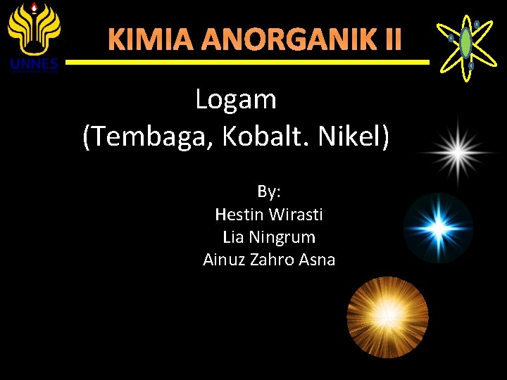 KIMIA ANORGANIK II Logam (Tembaga, Kobalt. Nikel) By: Hestin Wirasti Lia Ningrum Ainuz Zahro