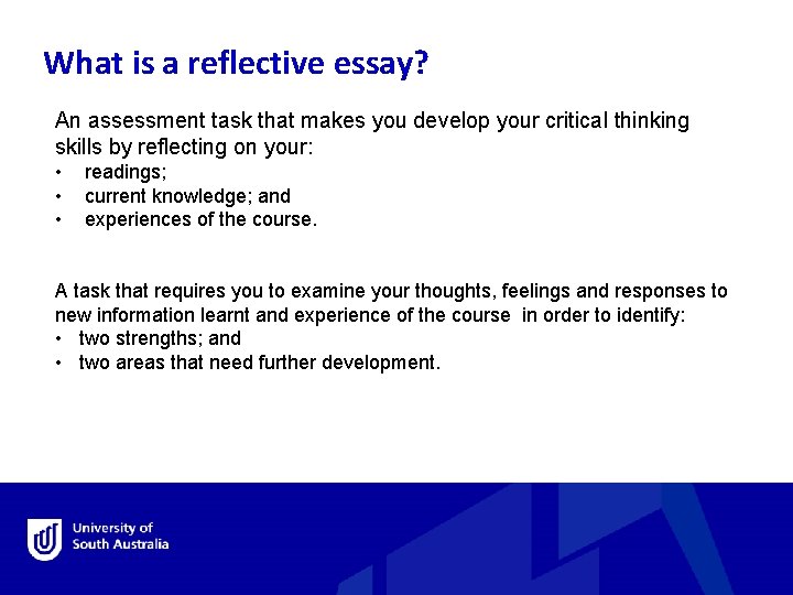 What is a reflective essay? An assessment task that makes you develop your critical