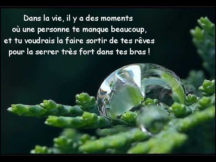 Dans la vie, il y a des moments où une personne te manque beaucoup,